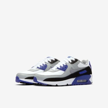 Nike Air Max 90 LTR - Nagyobb Gyerek Utcai Cipő - Fehér/Világos Szürke/Királykék/Szürke